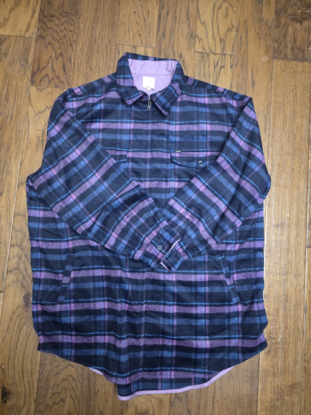 Women's Black & Purple Plaid Long-Sleeve Jacket Shirt